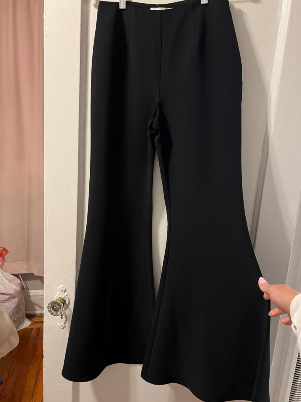 Anthropologie Black Flare Ponte Trousers